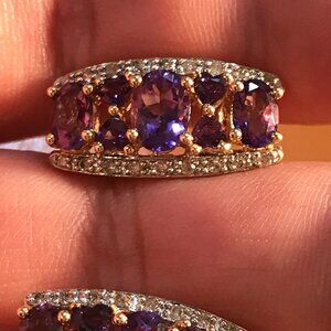 14k amethyst and diamond earrings